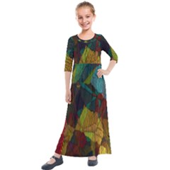 Background Color Template Abstract Kids  Quarter Sleeve Maxi Dress