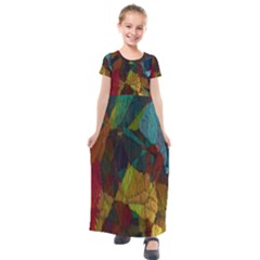 Background Color Template Abstract Kids  Short Sleeve Maxi Dress