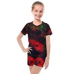 Background Art Abstract Watercolor Kids  Mesh Tee And Shorts Set