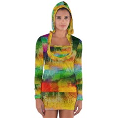 Pattern Texture Background Color Long Sleeve Hooded T-shirt by Sapixe