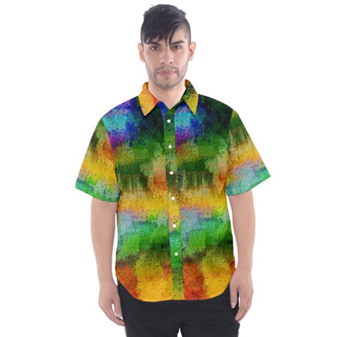 Pattern Texture Background Color Men s Short Sleeve Shirt by Sapixe