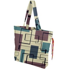 Mid Century Modern Rectangles Drawstring Tote Bag