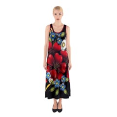 Flower Decoration Bouquet Of Flowers Sleeveless Maxi Dress by Sapixe