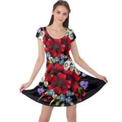 Flower Decoration Bouquet Of Flowers Cap Sleeve Dress