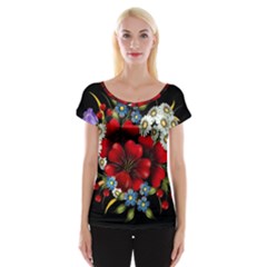 Flower Decoration Bouquet Of Flowers Cap Sleeve Top by Sapixe