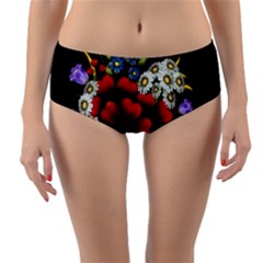 Flower Decoration Bouquet Of Flowers Reversible Mid-waist Bikini Bottoms