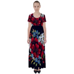 Flower Decoration Bouquet Of Flowers High Waist Short Sleeve Maxi Dress by Sapixe