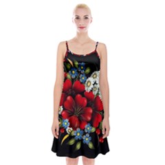 Flower Decoration Bouquet Of Flowers Spaghetti Strap Velvet Dress by Sapixe