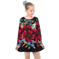 Flower Decoration Bouquet Of Flowers Kids  Long Sleeve Dress by Sapixe