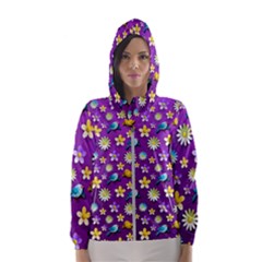 Default Floral Tissue Curtain Hooded Windbreaker (women) by Sapixe