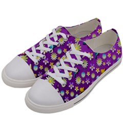 Default Floral Tissue Curtain Women s Low Top Canvas Sneakers by Sapixe