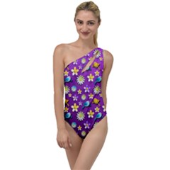 Default Floral Tissue Curtain To One Side Swimsuit by Sapixe