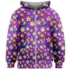 Default Floral Tissue Curtain Kids Zipper Hoodie Without Drawstring by Sapixe