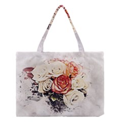 Flowers Background Wallpaper Art Medium Tote Bag by Sapixe