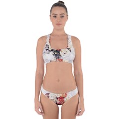 Flowers Background Wallpaper Art Cross Back Hipster Bikini Set by Sapixe