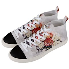 Flowers Background Wallpaper Art Men s Mid-top Canvas Sneakers by Sapixe