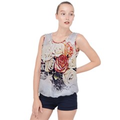 Flowers Background Wallpaper Art Bubble Hem Chiffon Tank Top