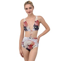 Flowers Background Wallpaper Art Tied Up Two Piece Swimsuit