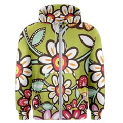 Flowers Fabrics Floral Design Men s Zipper Hoodie by Sapixe