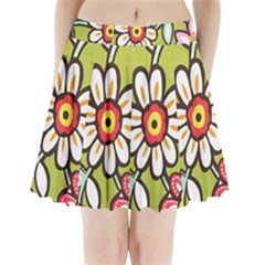 Flowers Fabrics Floral Design Pleated Mini Skirt by Sapixe