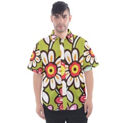 Flowers Fabrics Floral Design Men s Short Sleeve Shirt