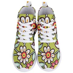 Flowers Fabrics Floral Design Women s Lightweight High Top Sneakers by Sapixe