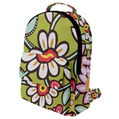 Flowers Fabrics Floral Design Flap Pocket Backpack (small)