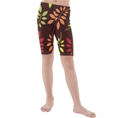 Leaves Foliage Pattern Design Kids  Mid Length Swim Shorts by Sapixe