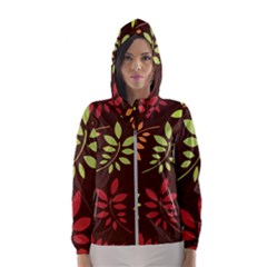 Leaves Foliage Pattern Design Hooded Windbreaker (women) by Sapixe