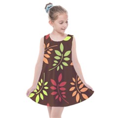 Leaves Foliage Pattern Design Kids  Summer Dress by Sapixe