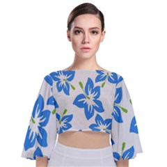 Hibiscus Wallpaper Flowers Floral Tie Back Butterfly Sleeve Chiffon Top by Sapixe