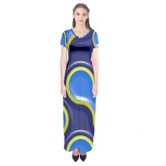 Pattern Curve Design Seamless Short Sleeve Maxi Dress by Sapixe