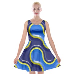 Pattern Curve Design Seamless Velvet Skater Dress by Sapixe