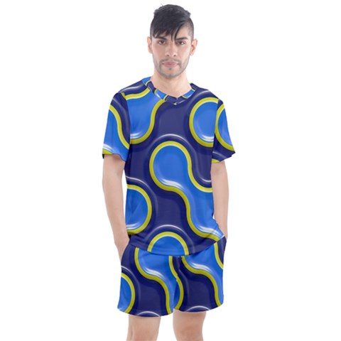 Pattern Curve Design Seamless Men s Mesh Tee And Shorts Set by Sapixe