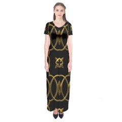 Seamless Pattern Abstract Short Sleeve Maxi Dress by Sapixe