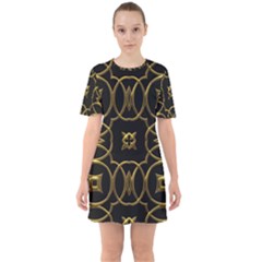 Seamless Pattern Abstract Sixties Short Sleeve Mini Dress by Sapixe