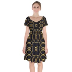 Seamless Pattern Abstract Short Sleeve Bardot Dress by Sapixe