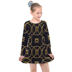 Seamless Pattern Abstract Kids  Long Sleeve Dress by Sapixe