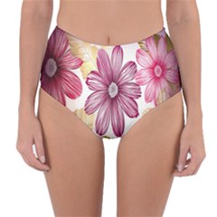 Print Fabric Pattern Texture Reversible High-waist Bikini Bottoms by Sapixe