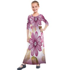 Print Fabric Pattern Texture Kids  Quarter Sleeve Maxi Dress by Sapixe