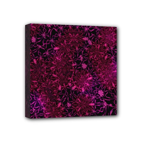 Retro Flower Pattern Design Batik Mini Canvas 4  X 4  (stretched) by Sapixe