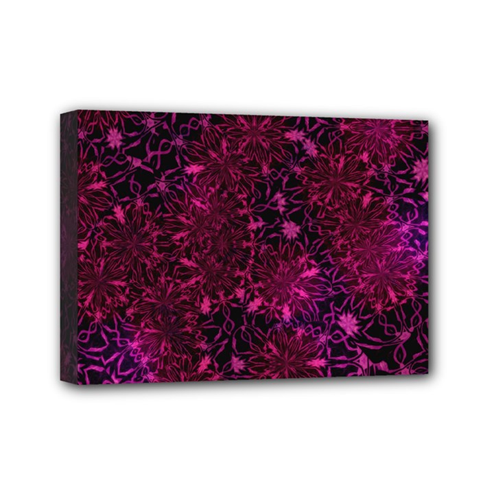 Retro Flower Pattern Design Batik Mini Canvas 7  x 5  (Stretched)