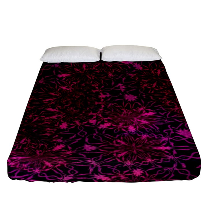 Retro Flower Pattern Design Batik Fitted Sheet (King Size)