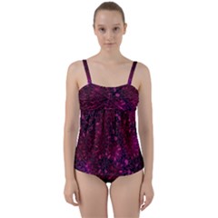 Retro Flower Pattern Design Batik Twist Front Tankini Set by Sapixe