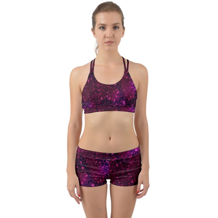 Retro Flower Pattern Design Batik Back Web Gym Set