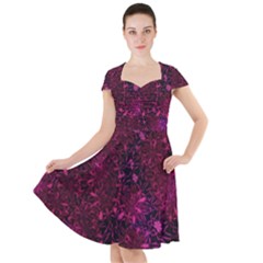 Retro Flower Pattern Design Batik Cap Sleeve Midi Dress