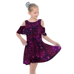 Retro Flower Pattern Design Batik Kids  Shoulder Cutout Chiffon Dress by Sapixe