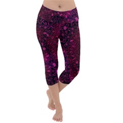 Retro Flower Pattern Design Batik Lightweight Velour Capri Yoga Leggings by Sapixe