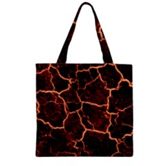 Lava Cracked Background Fire Zipper Grocery Tote Bag by Sapixe