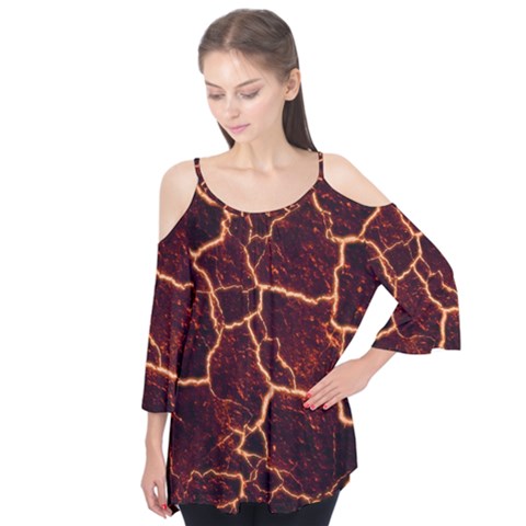 Lava Cracked Background Fire Flutter Tees by Sapixe